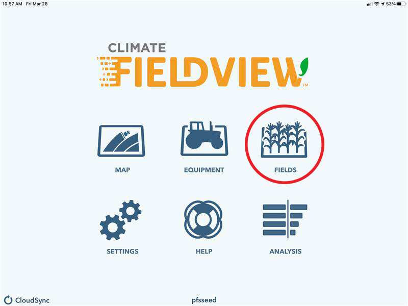 Climate FieldView home screen - Fields