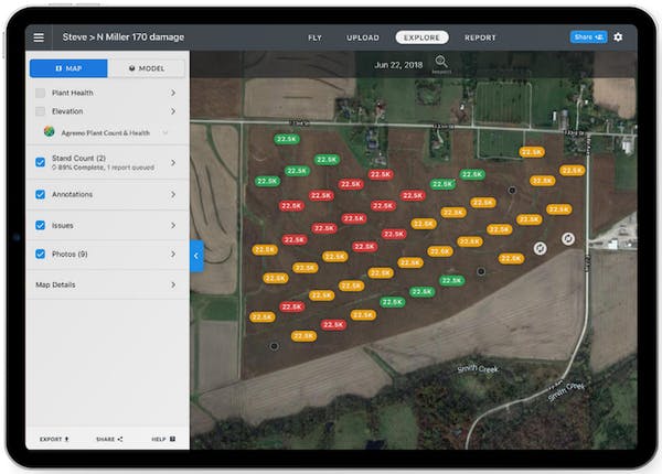 Drone stand count map on and iPad